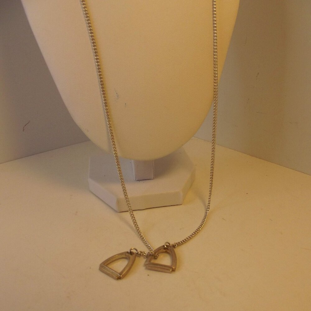 Small English Stirrup lariat Necklace - interlocking - Horse Lover's